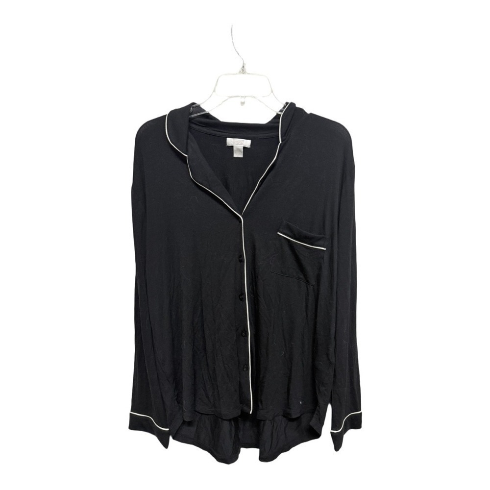 Nordstrom Rack Black Button Up Pajama Top NWT Size Large Soft Comfort Sleepwear